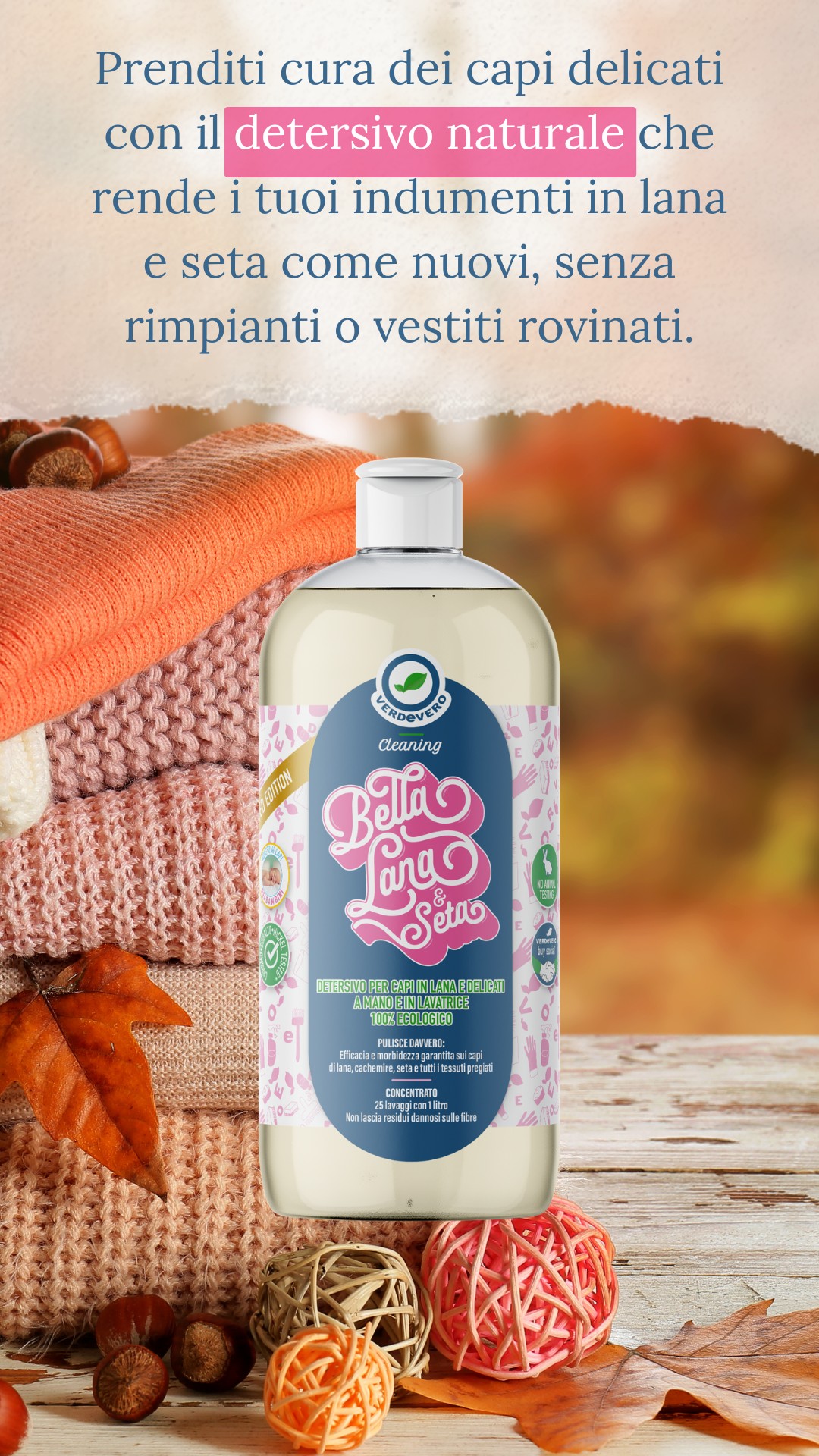 BELLALANA & SETA Detersivo ecologico per delicati, lana e seta 1000ml - immagine 3