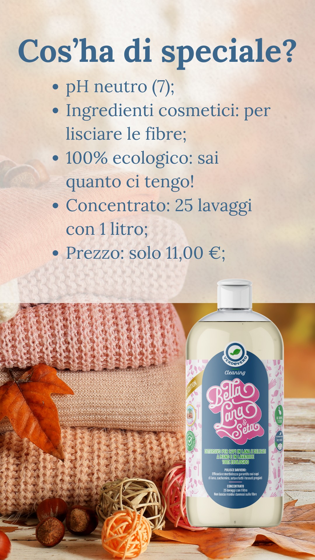 BELLALANA & SETA Detersivo ecologico per delicati, lana e seta 1000ml - immagine 4